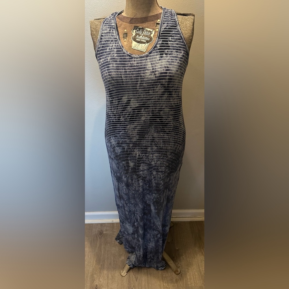 Fleur Bleue Blue Tie-Dye Stripe Maxi Dress – Size S
